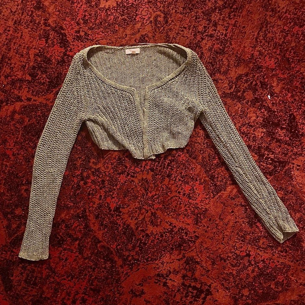 Pacsun Green knit cropped cardigan